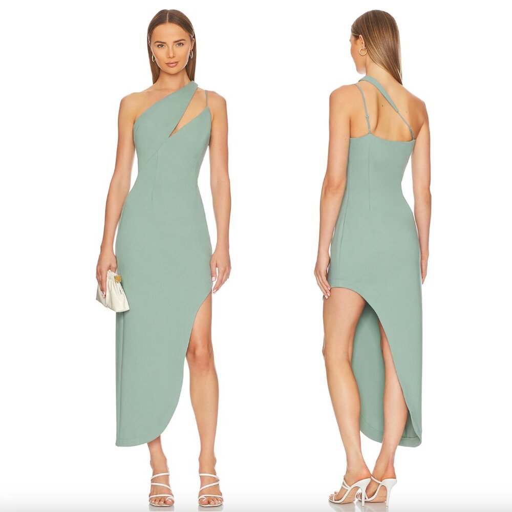 NEW ELLIATT Odyssey Midi Dress in Dusty Teal Green Formal Maxi Gown